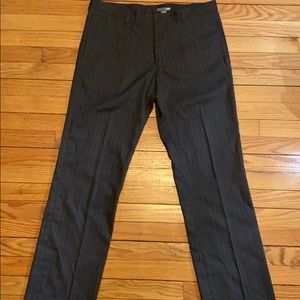 Brown with fine yellow pinstriped dress pants